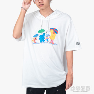 DOSH UNISEX HOODIES SESAME STREET เสื้อยืดฮู้ดแขนสั้น ผู้ชาย-ผู้หญิง FSEMT5016-OW