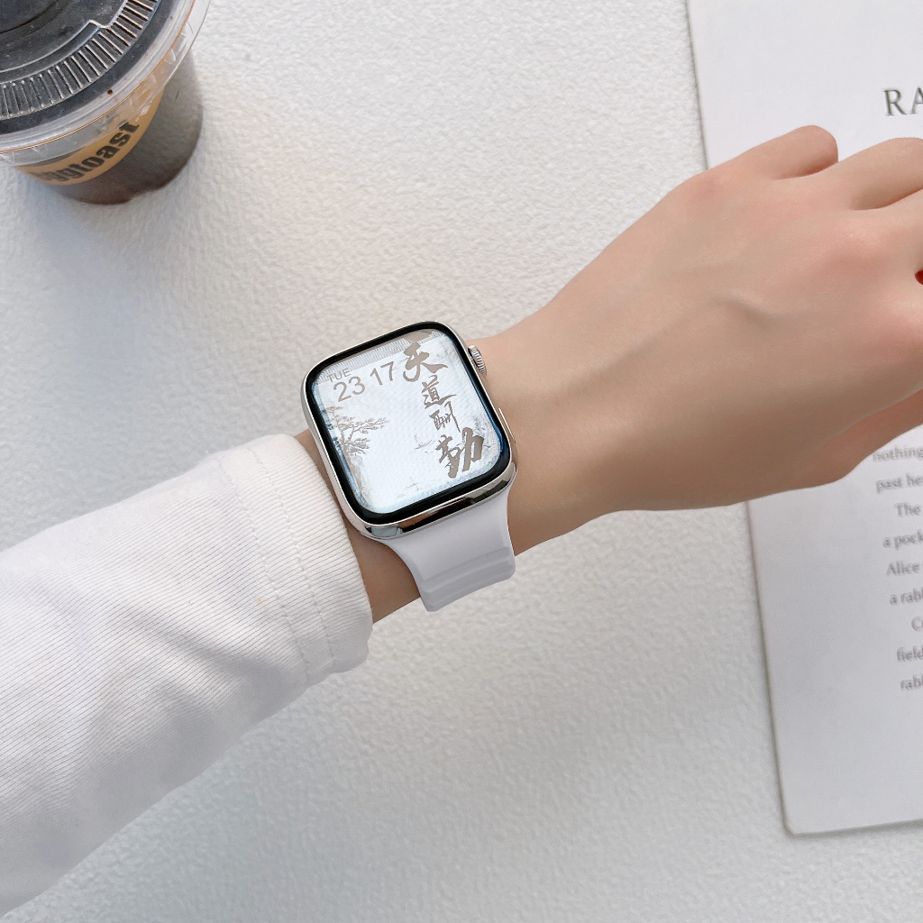 สายนาฬิกา 46mm49mm45mm42mm41mm40mm38mm44mm สายนาฬิกาซิลิโคนแฟชั่น iwatch10/9/8/7/6/5/4/3/2/1/se
