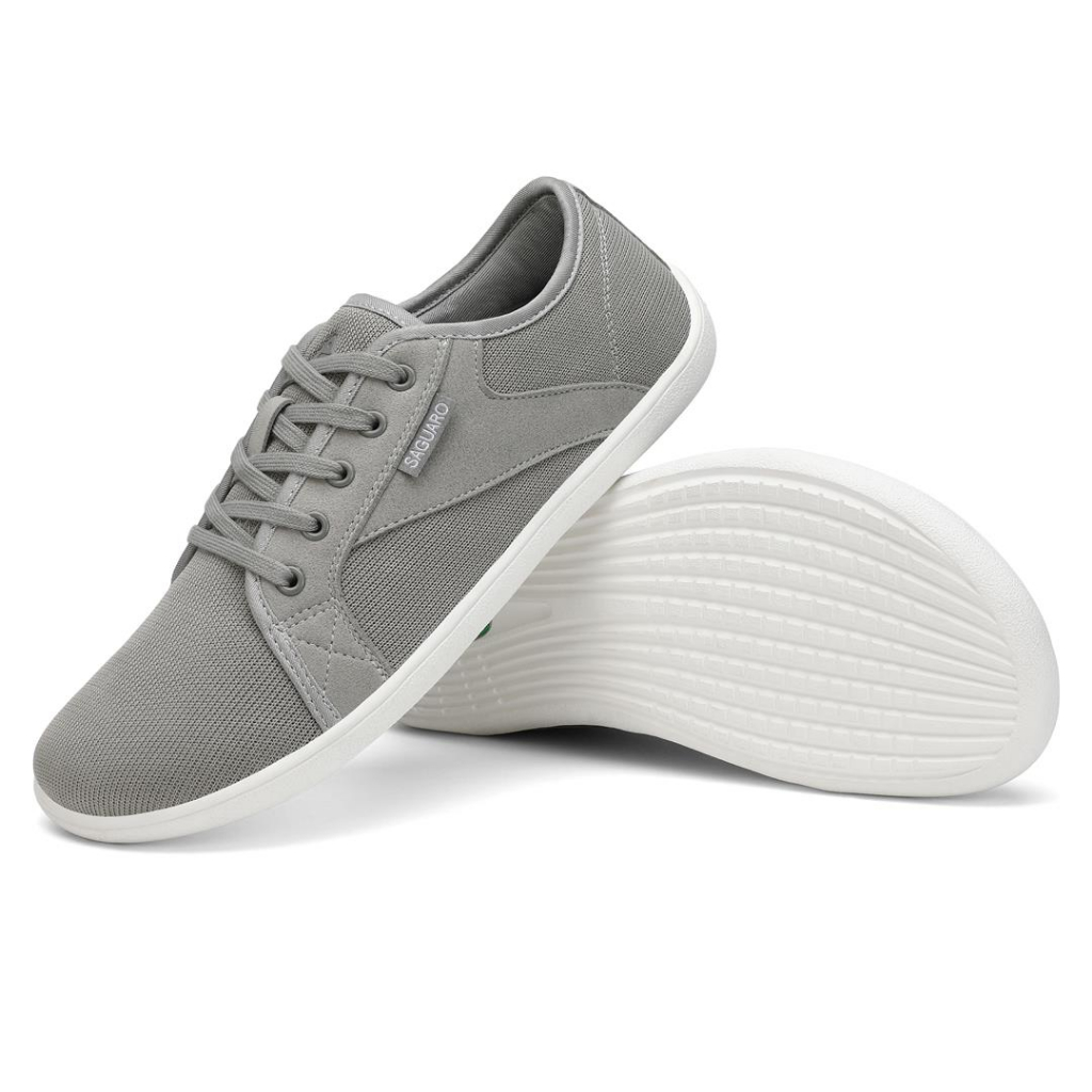 รองเท้า Saguaro สไตล์มินิมอลหน้ากว้าง ใส่ลำลอง เดินสบายไม่บีบนิ้ว barefoot shoes Luck สีเทา