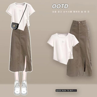 ตกแฟชั่นเสื้อคาวเกิร์ลกระโปรงชุดสองชิ้น