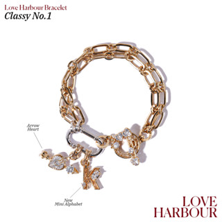 Dallar/Love Harbour Classy No.1 Bracelet + Mini Alphabet + Arrow Heart (Yellow gold)