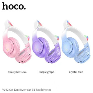 หูฟังบลูทูธไร้สาย หูฟังไร้สาย มีไฟ LED รองรับการเชื่อมต่อ TF Card / 3.5 AUX HOCO W42 Cat Ears over-ear headphone