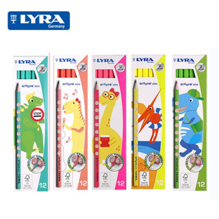 ( 1 / 2 แท่ง ) ดินสอฝึกเขียนแท่งสามเหลี่ยม  Lyra Groov Slim ด้ามสีพาสเทล BY NO.5