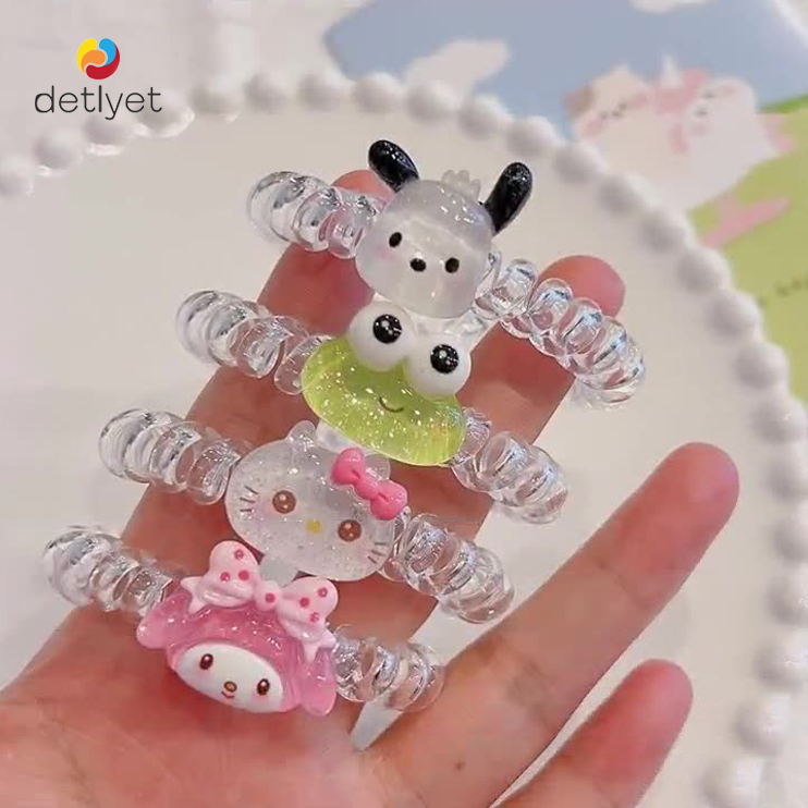 CODพร้อมส่งยางมัดผมโดนัทแบบเกลียวสีใสลายการ์ตูนความยืดหยุ่นสูงยางรัดผมหางม้าเครื่องประดับผม-detlyet