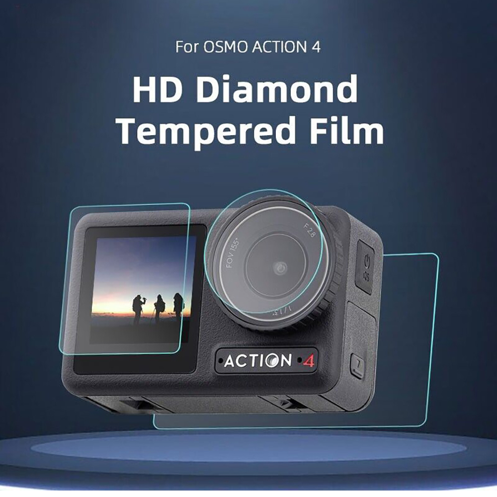 DJI ACTION 4 Len Cap Protective Cover ฝาปิด + DJI ACTION 4 Tempered Glass Film ฟิล์มกระจกนิรภัย กันรอย By Aquapro