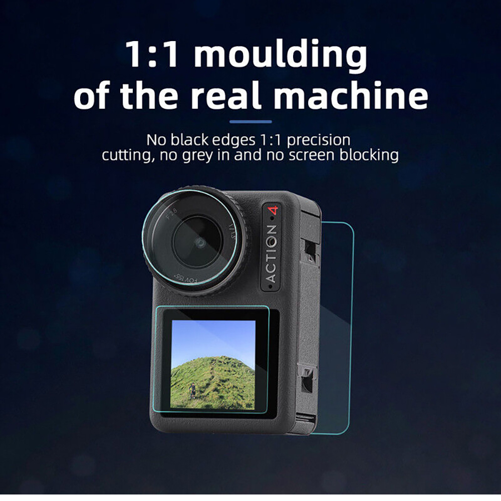 DJI ACTION 4 Len Cap Protective Cover ฝาปิด + DJI ACTION 4 Tempered Glass Film ฟิล์มกระจกนิรภัย กันรอย By Aquapro
