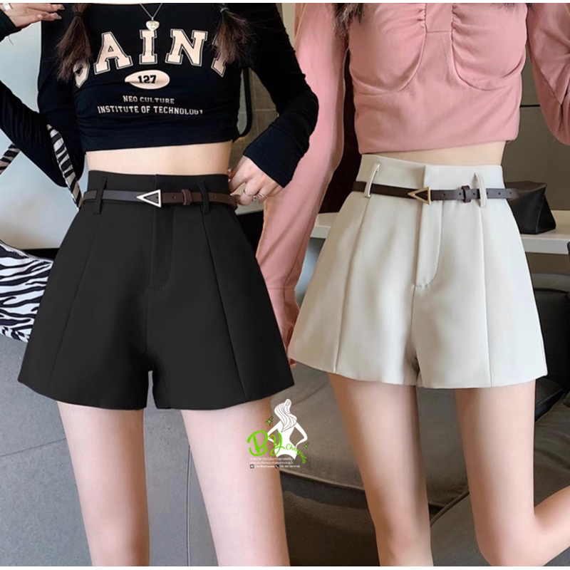 กางเกงขาสั้นลำลอง มาเข็มขัดหัว3 เหลี่ยม #3361