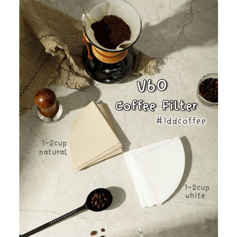กระดาษกรองกาแฟดริป V60 ถ้วยกระดาษกรองกาแฟ Coffee Drip Filter 40ชิ้น #1ddcoffee
