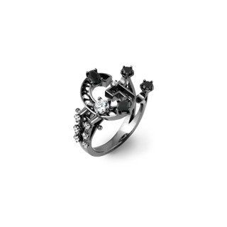 New Alphabet Ring (Black gold)