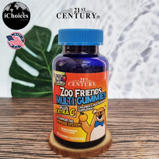 [21st Century] Zoo Friends Multi Gummies Plus Extra C, Great Tasting Fruit 60 Gummies วิตามินรวม + วิตามินซี แบบกัมมี่