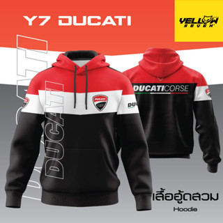 Y7 เสื้อซิ่ง DUCATI  HOOD ฮู้ด แบบสวม แบบซิป แจ็คเก็ต Jacket พิมพ์ลาย ตรงรุ่น