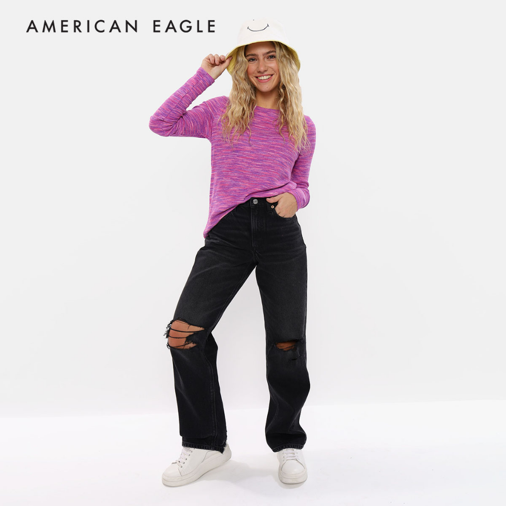 American Eagle Stretch Low-Rise Baggy Straight Jean กางเกง ยีนส์ ผู้หญิง แบ็กกี้ สเตรท เอวต่ำ (WBG WSV 043-4646-081)