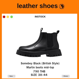 THEBOY-SOMEBOY Black Martin boots mid-top รองเท้าบูท