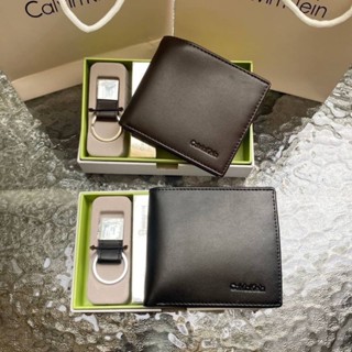 📌Calvin 📌Klein Men Wallet With Coin pocket กระเป๋าสตางค์สั้นพับ2ตอน+พวงกุญแจ