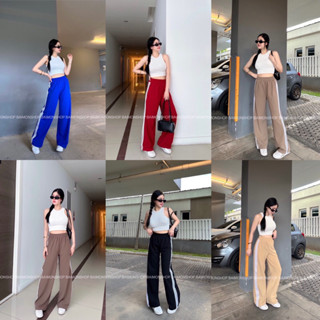 เสื้อ+กางเกงขายาว แต่งแถบเอวสูง ผ้ามูลเวฟสุดฮิต ด้านหลังเป็นยางยืดนะคะ งานดีสุดๆ