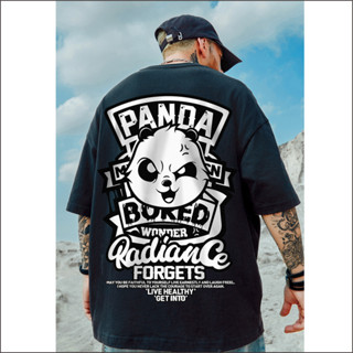 เสื้อยืดแขนสั้นผ้าฝ้ายแบรนด์ Panda ins Tide ผู้ชายและผู้หญิงฤดูร้อนคู่เสื้อยืด