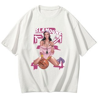 Slam dunk Ayako พิมพ์เสื้อยืดแขนสั้นผู้ชายและผู้หญิงผ้าฝ้ายลำลองอะนิเมะบาสเกตบอลฤดูร้อน