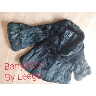 เสื้อคลุมขนกระต่ายแท้ Shiny Rabbit สีดำเงางามสุดๆ แบรนด์ Bany&amp;Co by Leega s/mใส่ได้