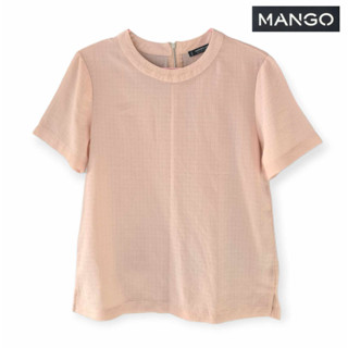 เสื้อใส่ทำงานคอกลมสีครีมอมพีช ป้าย MANGO