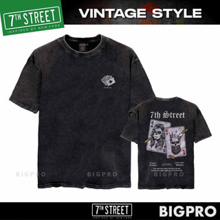 เสื้อยืด ฟอกวินเทจ 7th Street แบบโอเวอไซส์ Vintage Oversize รุ่น V-KQS002 (ดำ) ของแท้