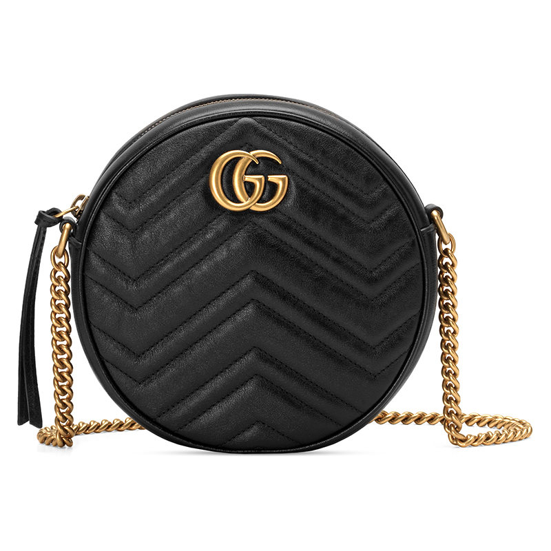 Gucci/ GG Marmont Round Quilted V-shape Mini/Shoulder Bag/Messenger Bag/แท้ 100%