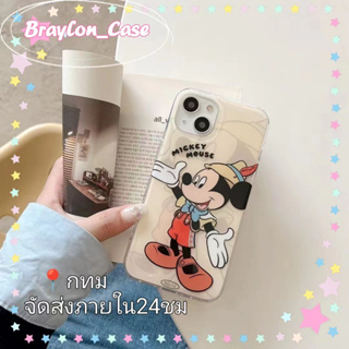 🌷Braylon🌷จัดส่งภายใน24ชม การ์ตูน มิกกี้ iphone 11 14 pro max ป้องกันการหล่น ขอบเต็ม เส้นขอบโปร่งใส case for iPhone 12 13