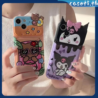 คูปองเคลม🎀เคสไอโ case for iphone 11 12 การ์ตูนมีสไตล์ HelloKitty Kulomi เคส 14 13 12 11 pro max เคสโทรศัพท์มือถือกันกระแ