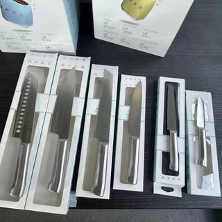 Italy SMEG knife set kitchen household antique stainless steel kitchen knife slicer knife set white 7 piece set