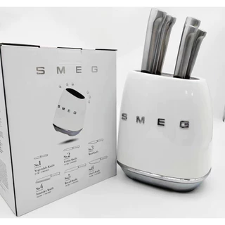 Italy SMEG knife set kitchen household antique stainless steel kitchen knife slicer knife set white 7 piece set