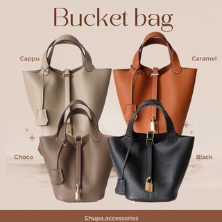 กระเป๋า รุ่น Bucket Bag หนังวัวแท้ คัตติ้งเนี้ยบ พร้อมส่ง 3 สี choco cappu และ caramel
