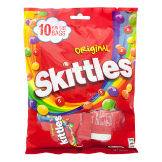 Skittles Original Fun Size ลูกอมรสผลไม้รวม 5 ชนิด 1 ห่อมี 10 ห่อเล็ก น้ำหนัก 150 กรัม มีฮาลาล BBF.10/06/24