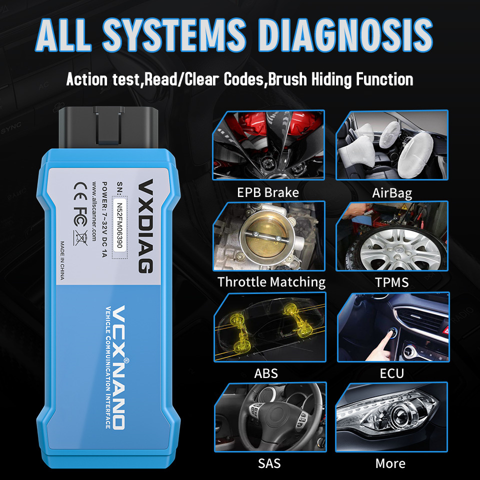 VX DIAG VCX NANO VXDIAG VCX NANO NX400 J2534 All System Diagnostic tool  WiFi and USB OBD2 Car Scann
