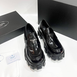 New Arrivals  Prada Brushed Leather Monolith Loafers Size 36/37/38/39/40/41/42/43/44/45