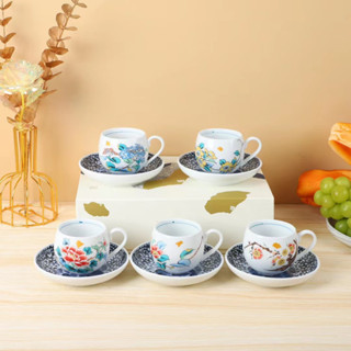 Japan Jiutaniyaki hand-painted Japanese coffee cup saucer afternoon tea cup saucer 10-piece set