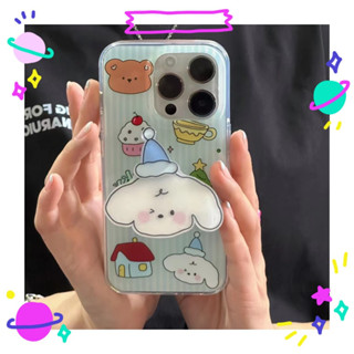 ✨จัดส่งภายใน 24 ชม✨เคสไอโฟน12 13 14 Pro For 11 ลูกสุนัข ความนิยม การ์ตูน แฟชั่น เรียบง่าย ฤดูร้อน การป้องกันการตก Case