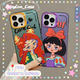 🌷Braylon🌷จัดส่งภายใน24ชม การ์ตูน สาว รุ่นคู่ สีม่วง iphone 11 14 pro max ป้องกันการหล่น ขอบเต็ม case for iPhone 12 13