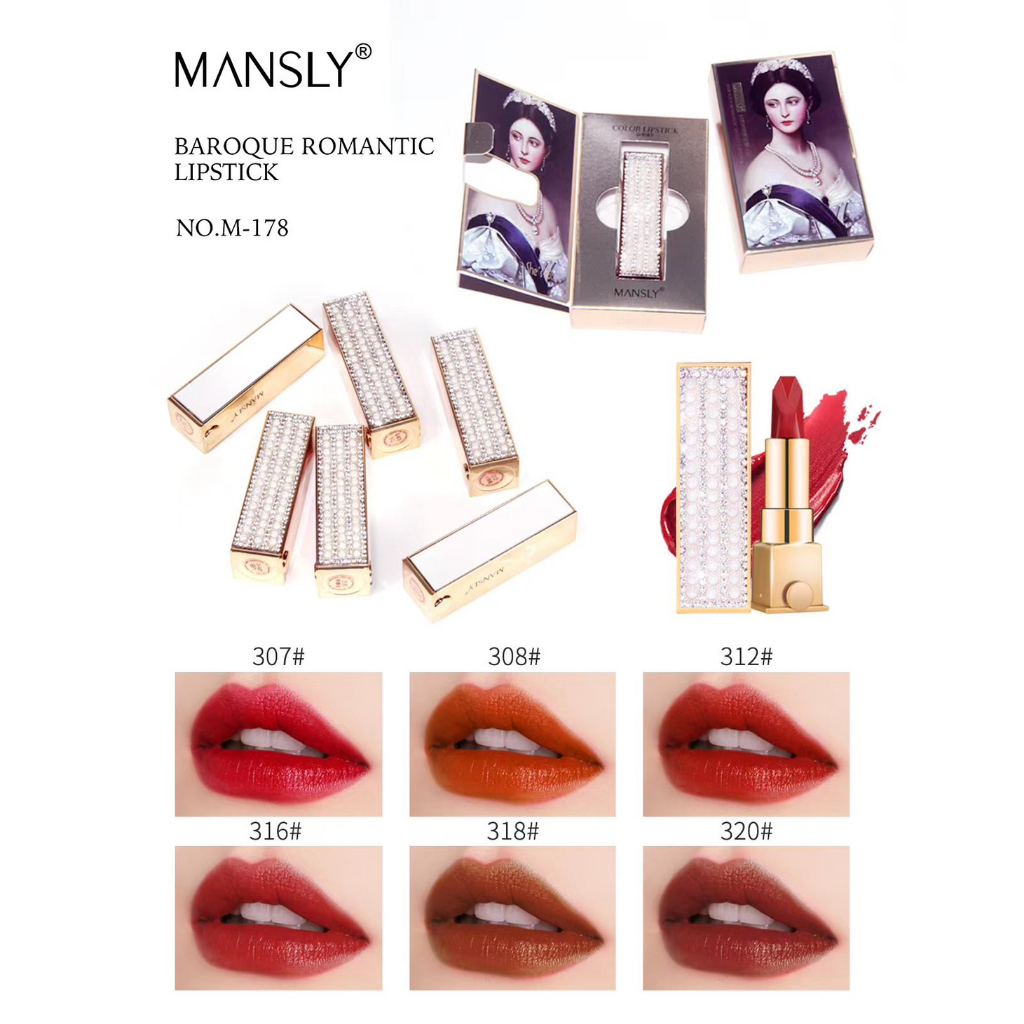ลิปสติกเนื้อกำมะหยี่ MANSLY BAROQUE ROMANTIC LIPSTICK สีสวย เเพ็คเกจหรูหรา M178