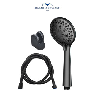 BAANHARDWARE ชุดฝักบัวอาบน้ำสีดำ ฝักบัวแรงดันสูงปรับได้ 5 ระดับ MA-F-302BK/X3