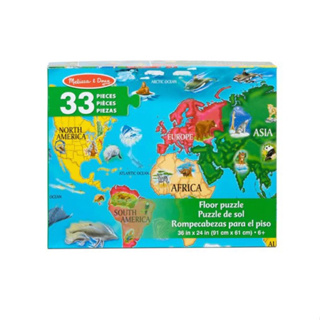 จิ๊กซอว์จัมโบ้ แผนที่โลก ขนาด 60x90 cm Melissa &amp; Doug World Map Floor Puzzle