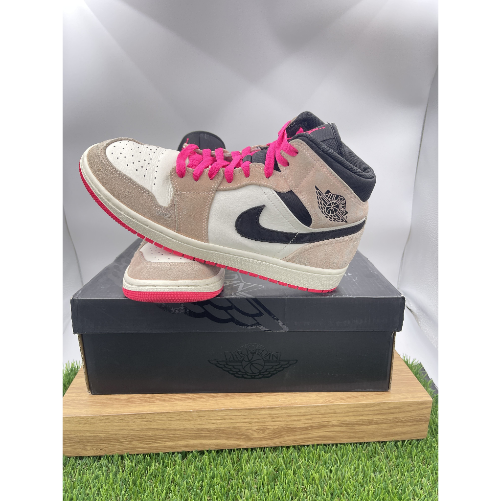 [ของแท้100%มือสอง]Nike Air Jordan 1 Retro Mid Crimson Tint Pink(EUR43:27.5cm.)