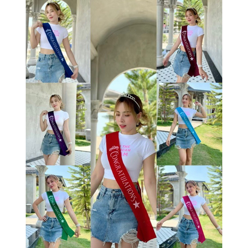 สายสะพาย รับปริญญา รุ่นผ้ากำมะหยี่ไม่มีขอบฟรีเข็มกลัดงานปัจฉิม