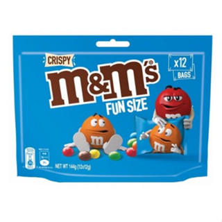 M&amp;Ms Crispy Fun Size 1 ห่อ มี 12 ห่อเล็ก น้ำหนัก 144 กรัม สินค้ามีฮาลาล BBF.05/02/24