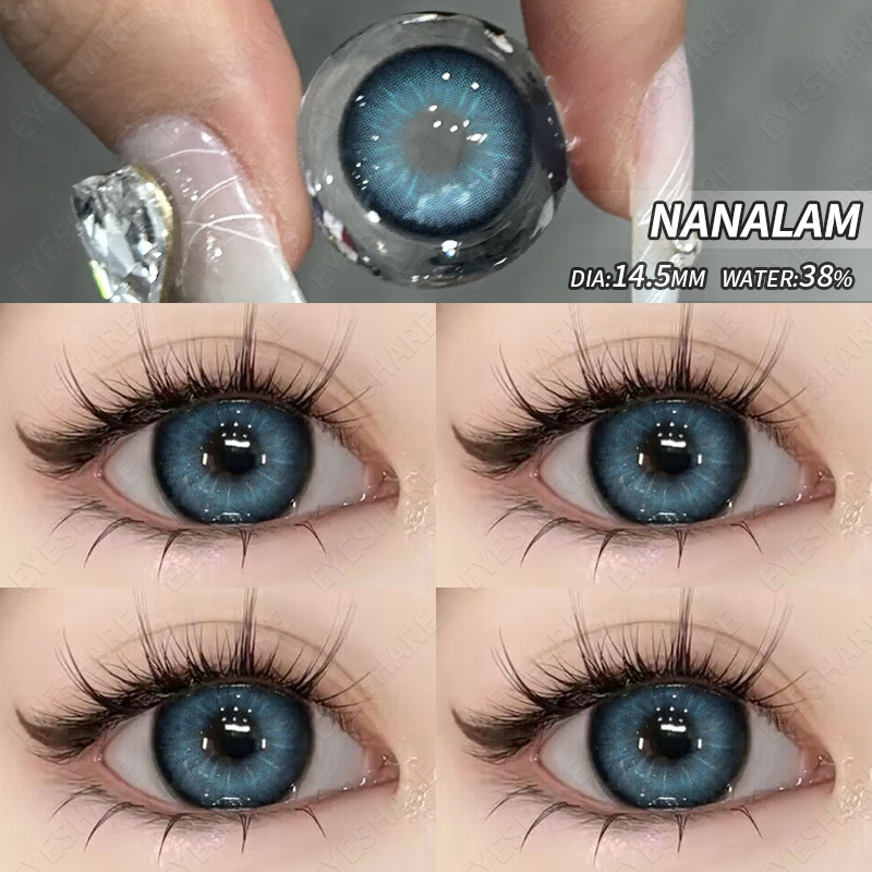 Eyeshare NANALAM คอนแทคเลนส์สีเทา blue เลนส์นิ่ม 2 ชิ้น 1 คู่ คอนแทคเลนส์สี บิ๊กอายตาหวาน 14.5มม.