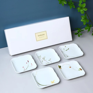 Japan NARUMI Minghai Calendar Four Seasoning Small Plate Set of 5 Pieces 11.5CM Japanese Dip Plate Square Plate