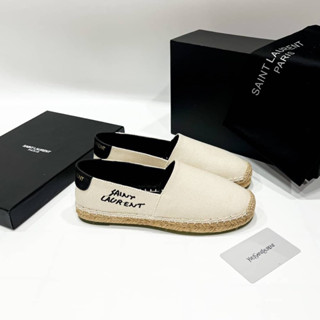 รองเท้าผู้หญิง New Arrivals#ysl Logo-embroidered canvas espadrilles