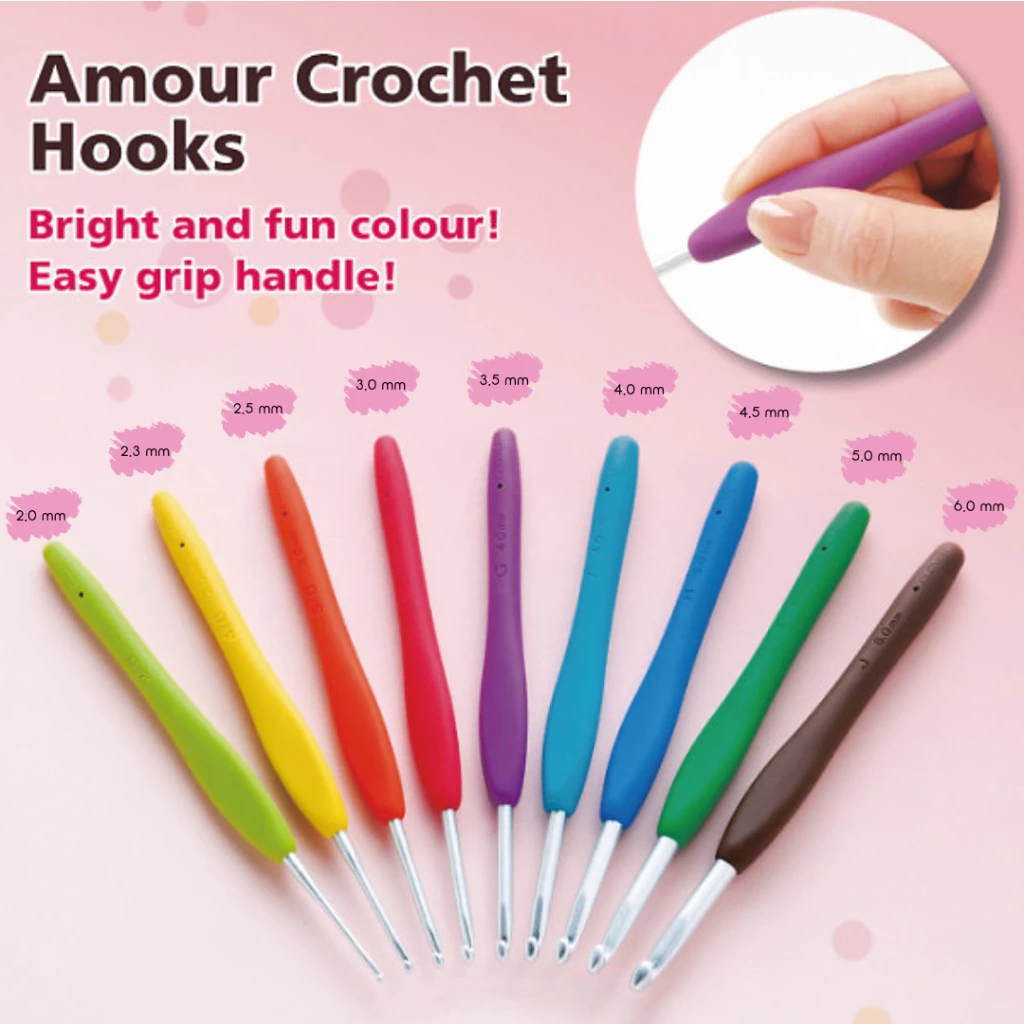 Clover Amour crochet Hook เข็มโครเชต์ ด้ามจับซิลิโคนสดใส made in japan 🇯🇵