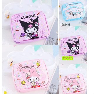 Sanrio ซานริโอ้ กระเป๋าเครื่องสำอาง คุโรมิ น่ารัก ถุงเก็บสายดาต้า กระเป๋าซิป 969-1