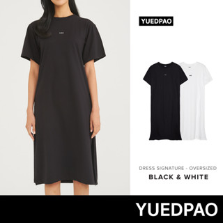 Yuedpao (ใหม่ล่าสุด!!) ผ้าหนาทรงสวย ยับยากรีดง่าย รับประกันไม่ย้วย 2 ปี Signature Oversize Dress Set Black&amp;White