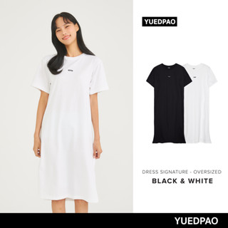 Yuedpao (ใหม่ล่าสุด!!) ผ้าหนาทรงสวย ยับยากรีดง่าย รับประกันไม่ย้วย 2 ปี Signature Oversize Dress  Set Black&amp;White