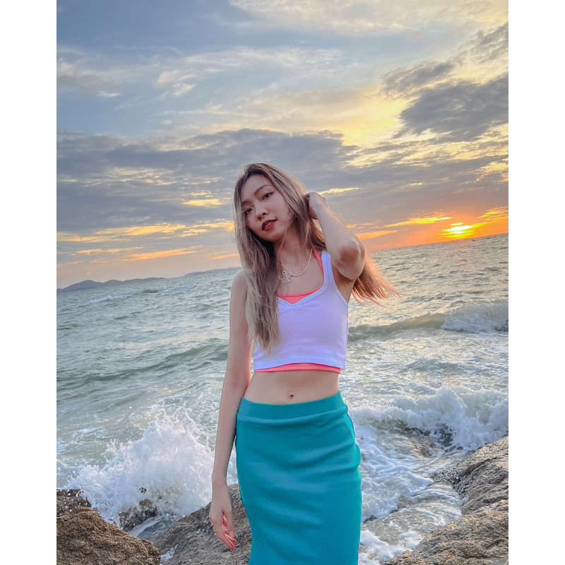 ส่งต่อ เสื้อสายเดี่ยว GIGI x SPAGHETTI ใส่ 1 ครั้ง สุดคิ้วท์ จับคู่สีกันได้อย่างลงตัว น่ารักมากกกก เ